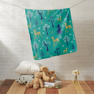 Boho Trees Gold Deers Modern Baby Blanket