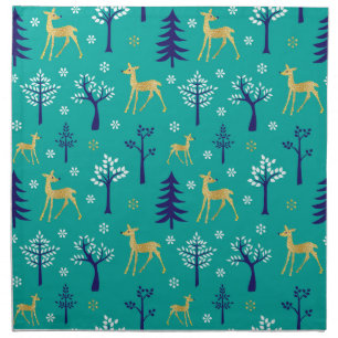 Boho Trees Gold Deers Modern Dinner Cloth Napkin