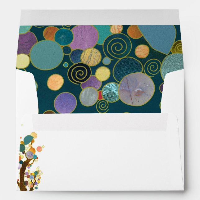 Boho Trees Nature Inspired Teal Wedding Envelope (Back (Bottom))