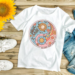 Boho Trendy Floral Yin Yang Balance Over Hustle T-Shirt