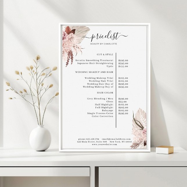 Boho Trendy Light-Gray Pricelist  Poster (Creator Uploaded)