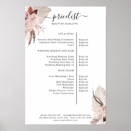 Boho Trendy Pricelist  Poster