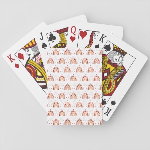 Boho Trendy Rainbow and Harts Pattern Playing Cards