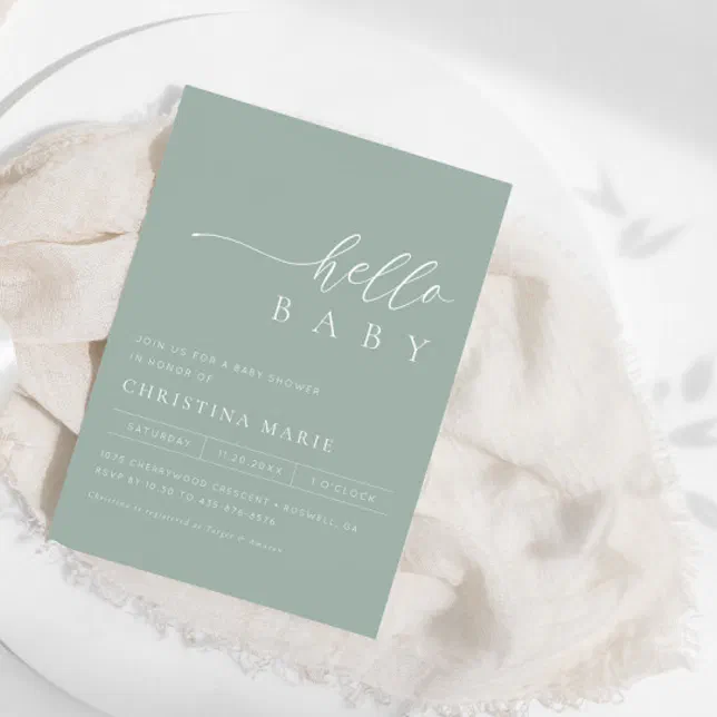 Boho Trendy Teal Gender Neutral Baby Shower Invitation | Zazzle