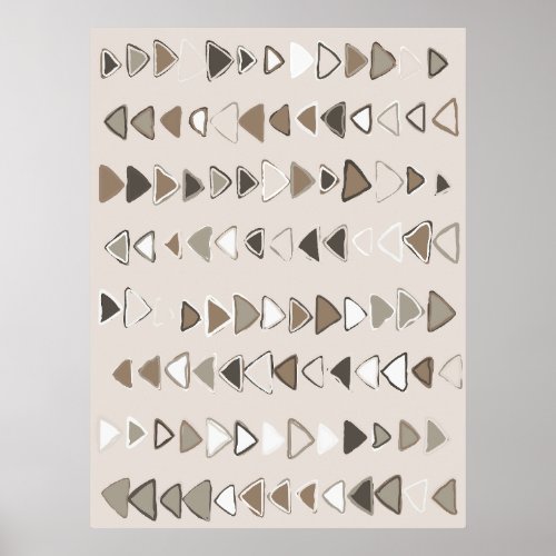 Boho Triangles Brown Taupe Ivory Poster