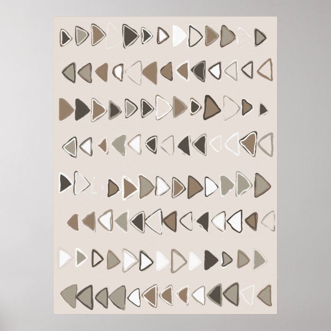 Boho Triangles Brown Taupe Ivory Poster (Front)