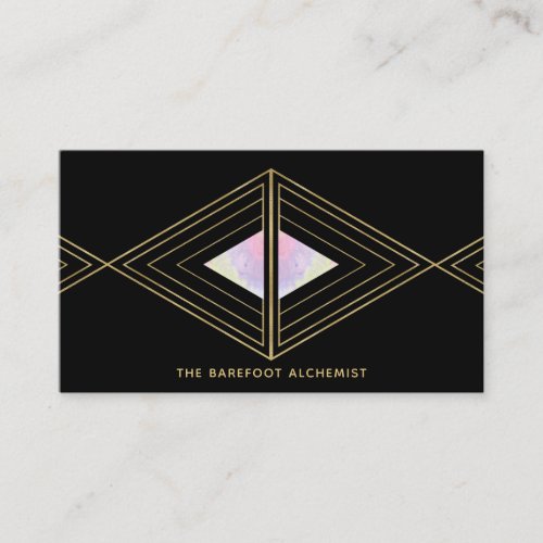 Boho Triangles Sacred Geometry Alchemy Gold Business Card