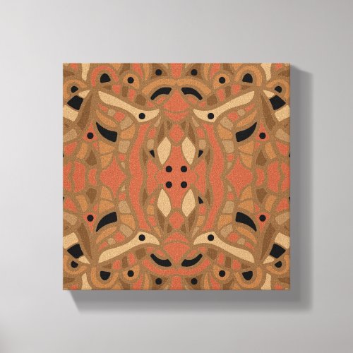 Boho Tribal African Ethno Ochre Brown Abstract Canvas Print