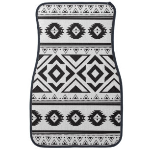 Boho Tribal Aztec Black and White Car Floor Mats