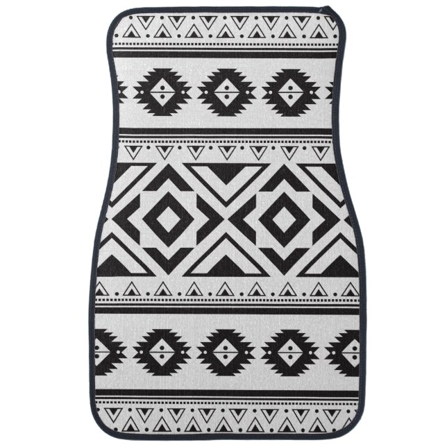Boho Tribal Aztec Black and White Car Floor Mats (Front)