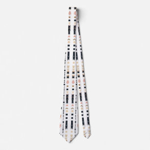 Boho Tribal Aztec Vertical Stripes Cream Rust Blue Neck Tie