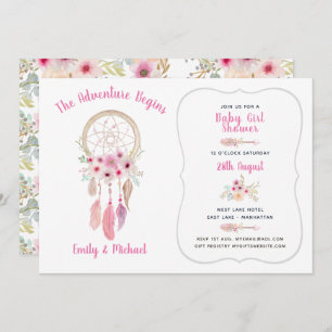 Boho Tribal Baby Girl Shower Dream Catcher Invitation