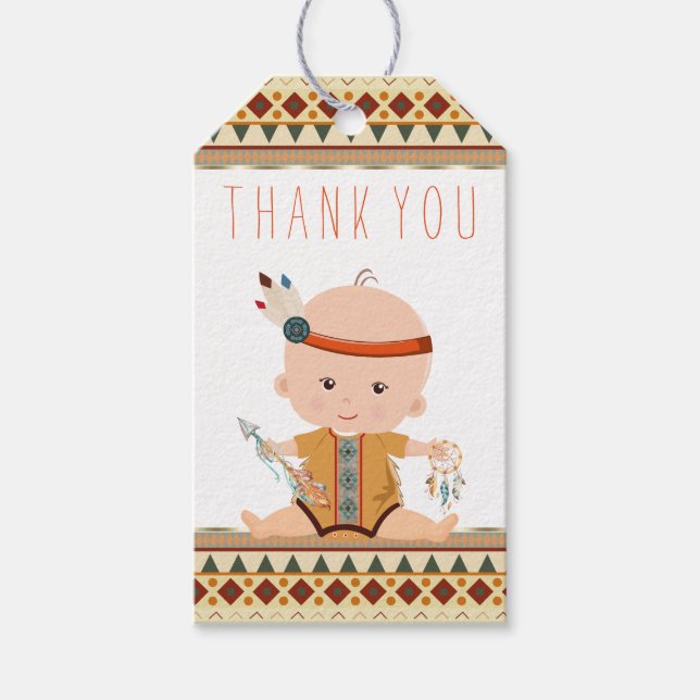 Boho Tribal Baby Shower Gift Tags (Front)