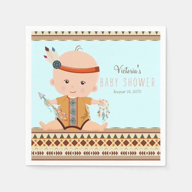 Boho Tribal Baby Shower Paper Napkins (Front)