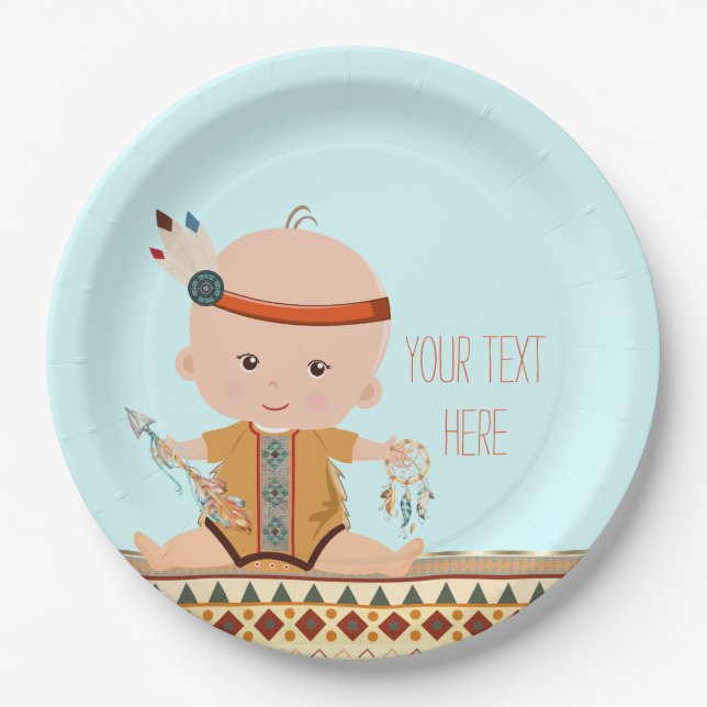 Boho Tribal Baby Shower Paper Plates (Front)