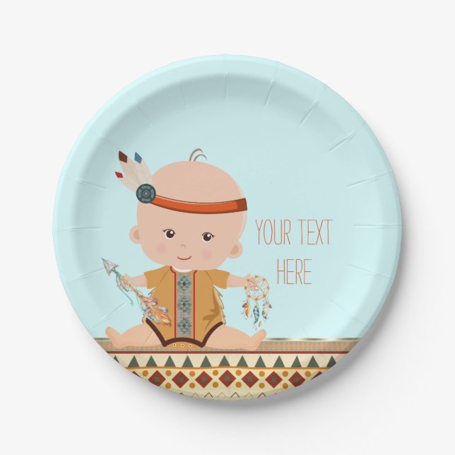 Boho Tribal Baby Shower Paper Plates (Front)