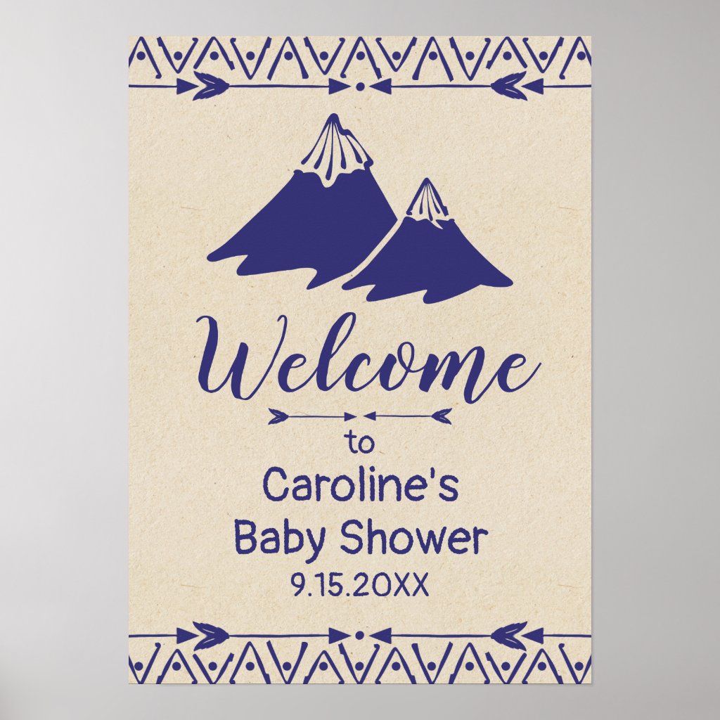Boho Tribal Baby Shower Welcome Sign