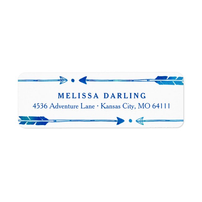 Boho Tribal Blue & Teal Arrow Address Labels (Front)
