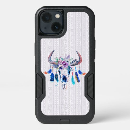 Boho tribal Bull Skull iPhone 13 Case