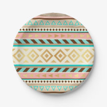 Boho Tribal Chic Stripes Paper Plate
