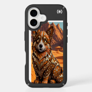 Boho Tribal Corgi Desert Mountain Art iPhone 16 Case