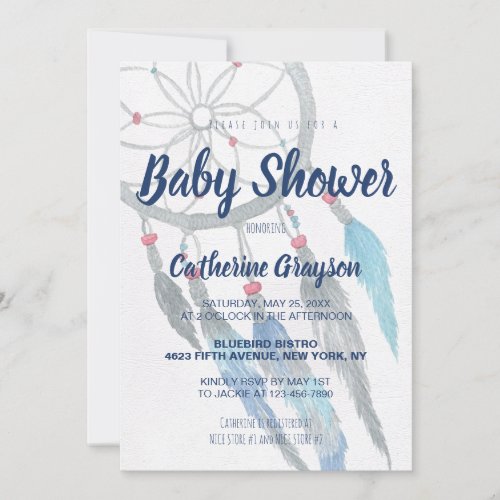 Boho Tribal Dreamcatcher Baby Shower Invitation
