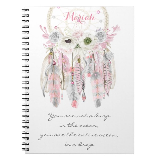 Boho Tribal Dreamcatcher Flowers Native Spirit Notebook (Front)