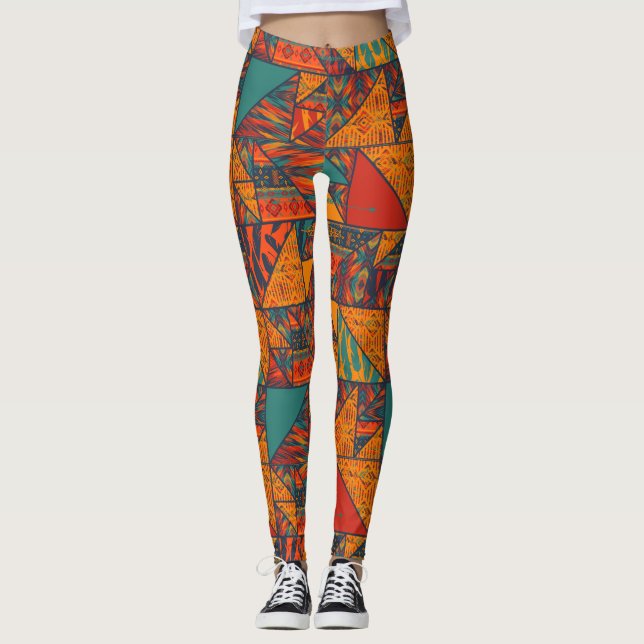 Boho Tribal Ethnic Chic Leggings (Front)