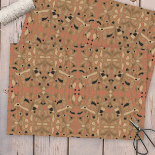 Boho Tribal Ethno Ochre Brown Abstract Pattern Tissue Paper