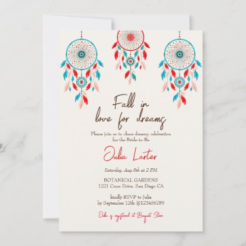 Boho Tribal feather Dreamcatcher Bridal Shower Invitation