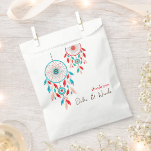 Boho Tribal feather Dreamcatcher Wedding Favor Bag