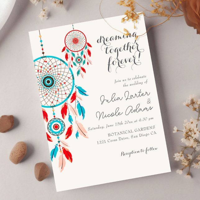 Boho Tribal feather Dreamcatcher Wedding Invitation (Creator Uploaded)