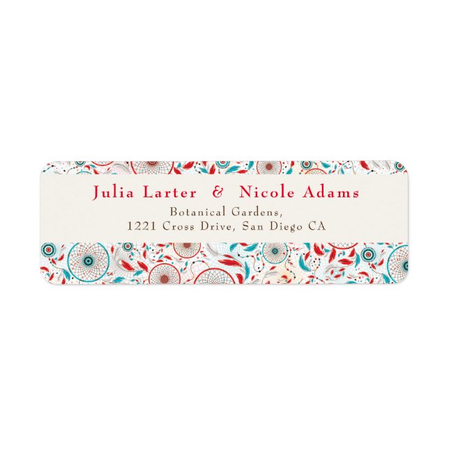 Boho Tribal feather Dreamcatcher Wedding Label (Front)