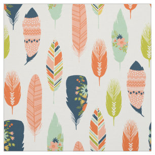 Boho Tribal Feather Fabric