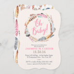 Boho Tribal Feathers Watercolor | Baby Shower Invitation at Zazzle