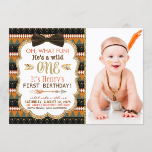 Boho Tribal First Birthday Party Invitation