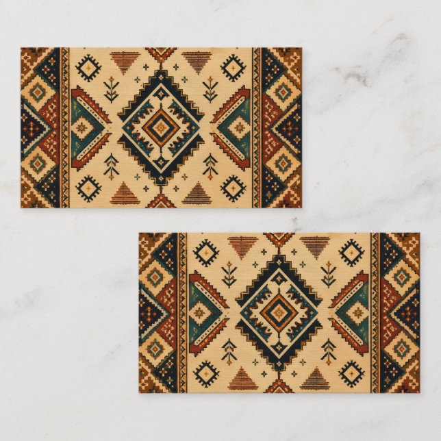 Boho Tribal Geometric Pattern Business Card | Rust (Front/Back)