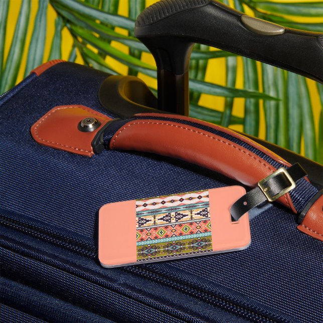 Boho Tribal Geometric Pattern Southwestern Aztec  Luggage Tag (Creator Uploaded)