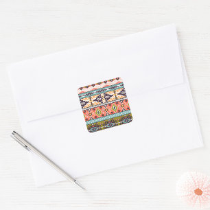 Boho Tribal Geometric Pattern Southwestern Aztec Square Sticker