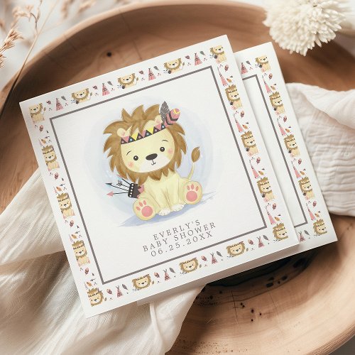 Boho Tribal Lion Baby Shower Napkins