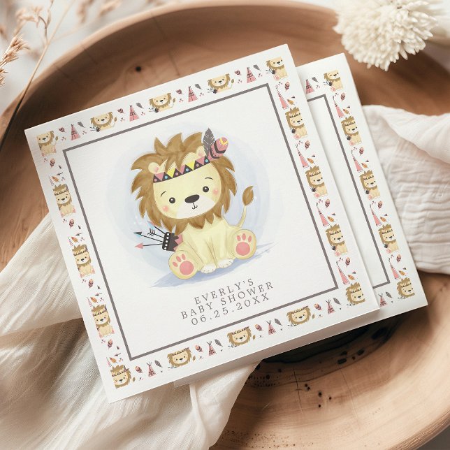 Boho Tribal Lion Baby Shower Napkins (Creator Uploaded)
