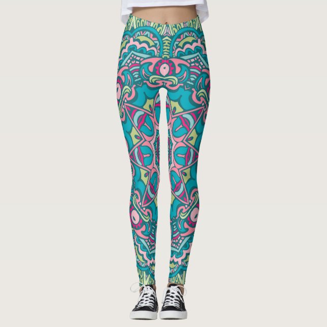 Boho Tribal Mandala Leggings  (Front)
