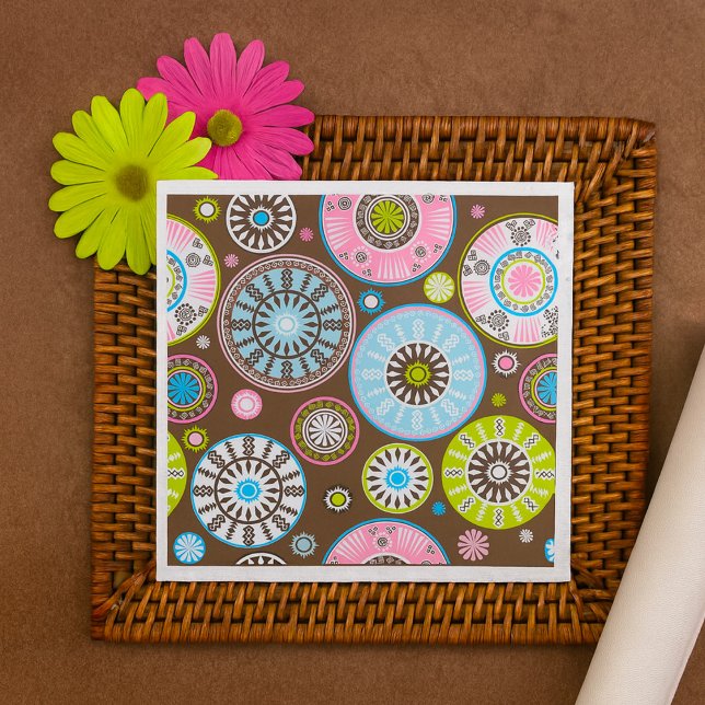 Boho Tribal Mandala Pattern Floral Circles Napkins (Creator Uploaded)