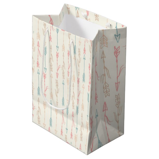 Boho Tribal Pastel Arrow Gender Neutral  Medium Gift Bag (Front Angled)
