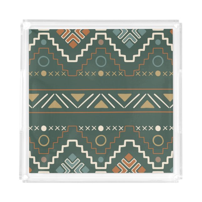 Boho Tribal Pattern Acrylic Tray (Front)