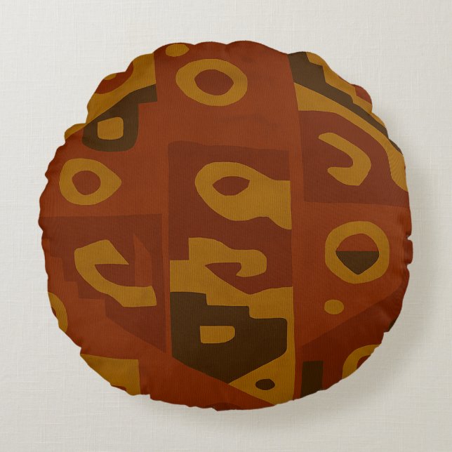 Boho Tribal Pattern Round Pillow (Front)