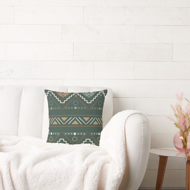 Boho Tribal Pattern Throw Pillow (Couch)