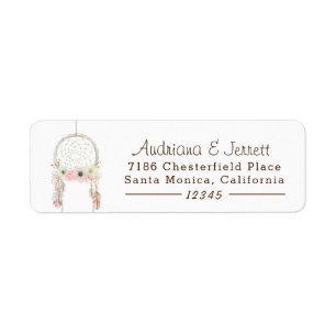 Boho Tribal Rustic on White Return Address Label