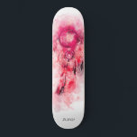 *~* Boho . Tribal Shamanic Sacred . Dream Catcher Skateboard<br><div class="desc">* Western BOHO American Watercolor Abstract Dream Catcher Journey with lovely Feathers as a Shamanic symbol for a Native American Spiritual Healer or BOHEMIAM design. * . *** The colors are mostly bright DEEP PINK RED MAGENTA colors on WHITE. This spirit based esoteric popular boho creative abstract modern dreamcatcher and...</div>