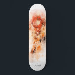 *~* Boho Tribal Shamanic Sacred Dream Catcher Skateboard<br><div class="desc">* Western BOHO American Watercolor Abstract Dream Catcher Journey with lovely Feathers as a Shamanic symbol for a Native American Spiritual Healer or BOHEMIAM design. * . *** The colors are mostly deep RUST COPPER BRONZE colors on WHITE. This spirit based esoteric popular boho creative abstract modern dreamcatcher and feathers...</div>